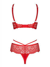 Loventy 2-delige Kanten BH Set - Rood - PlayForFun